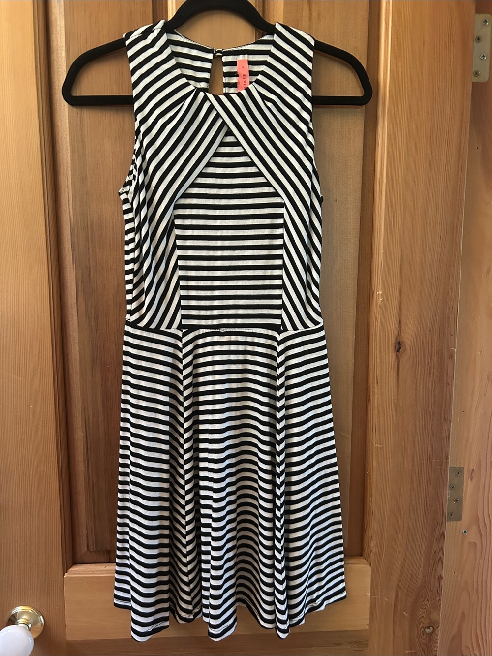 Eight Sixty Black and White Striped Sleeveless Midi Dress